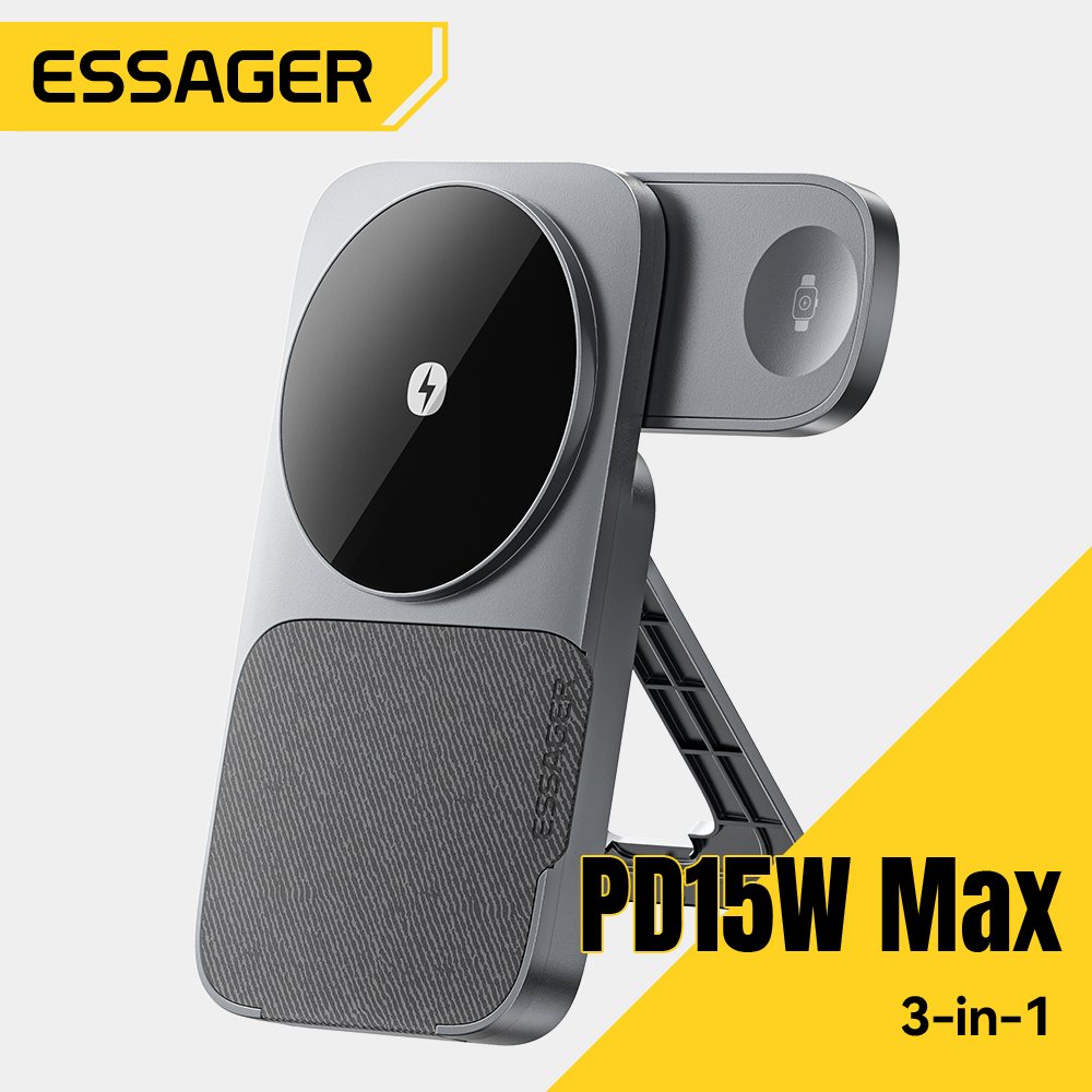 Wireless Charger 3 In 1 - Essager 3-in-1 Portable Folding Wireless Charger