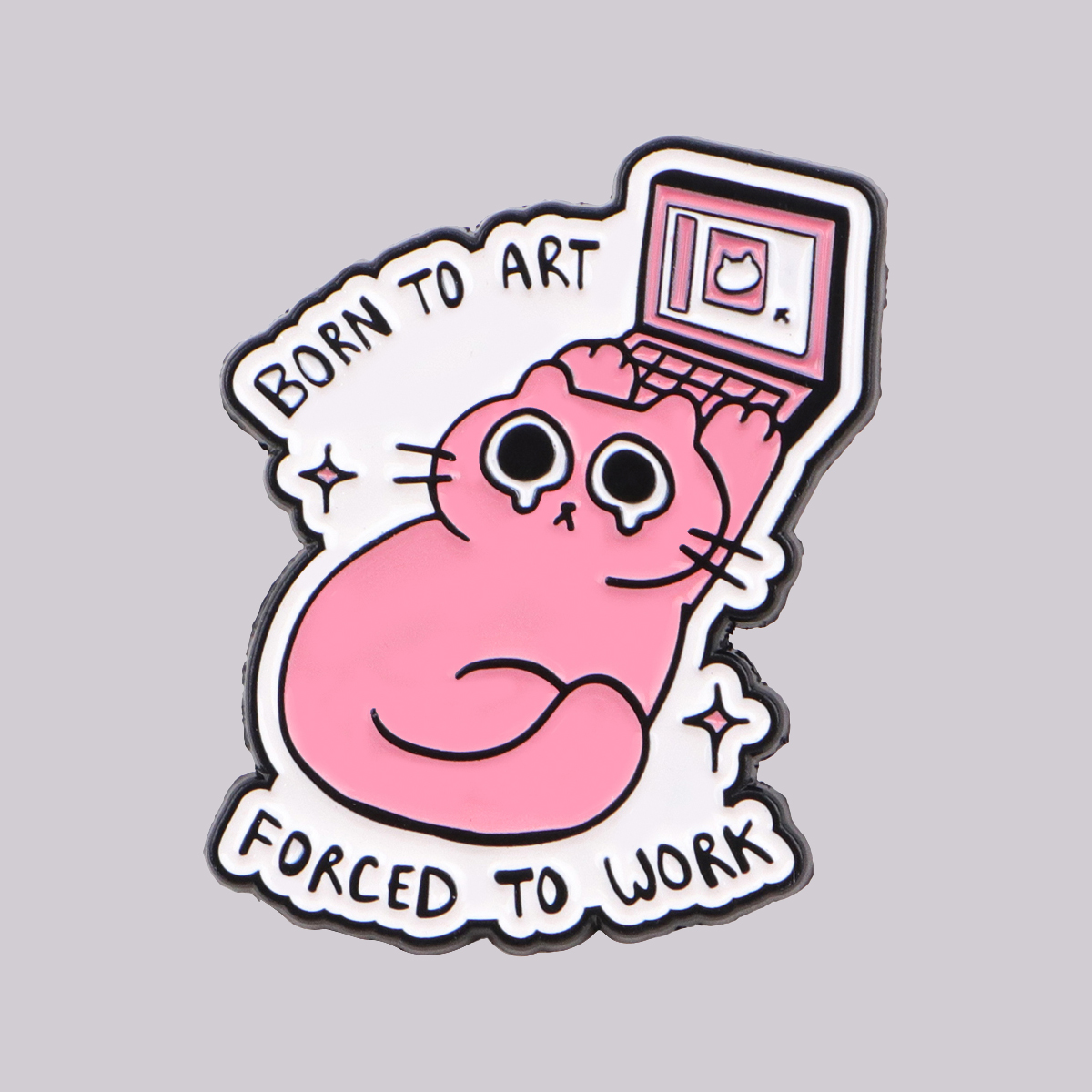 Tech Accessories For Office - Cute Office Cat Enamel Pin Lapel