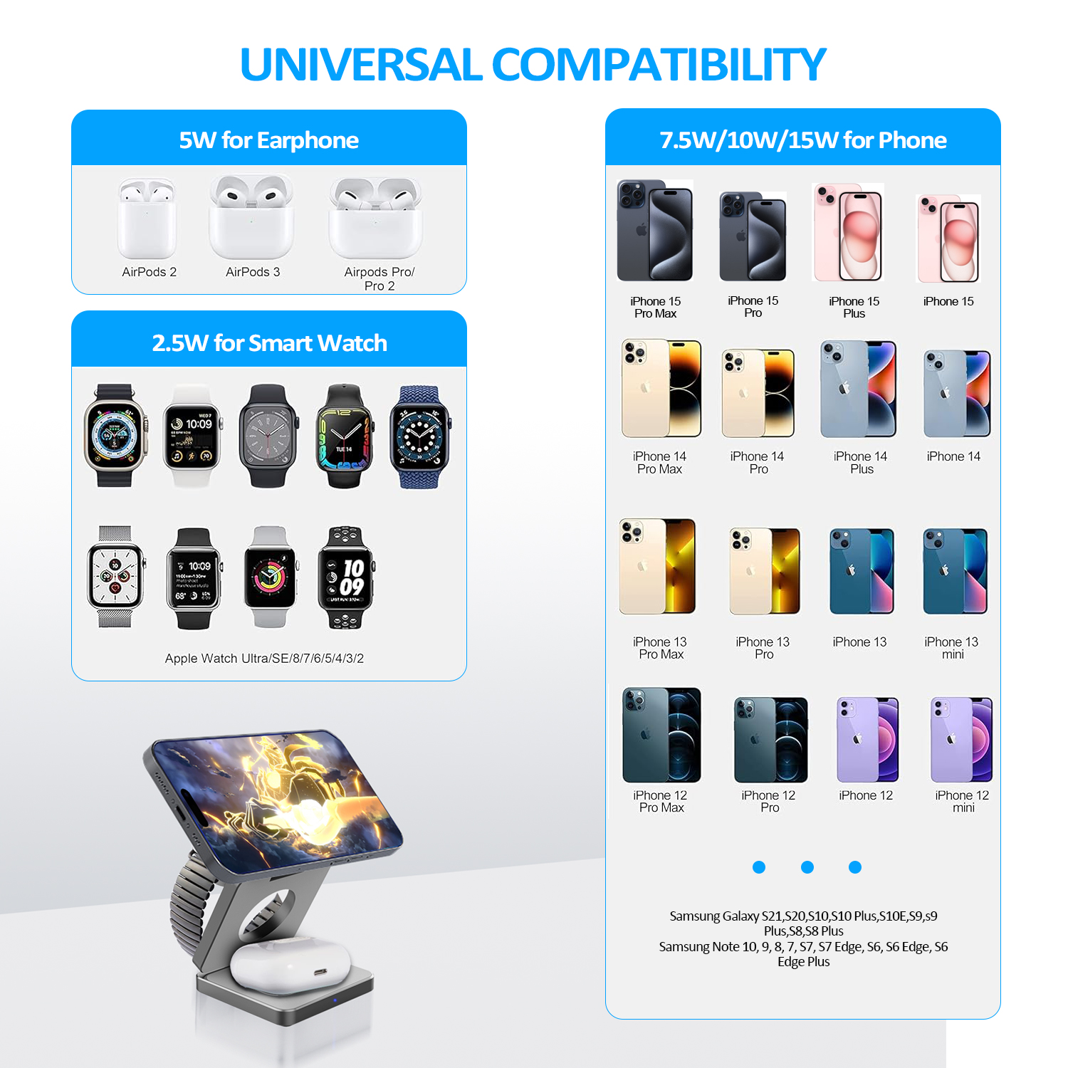 15W 3 in 1 Magnetic Wireless C - Wireless Charger 3 In 1 recension och pris