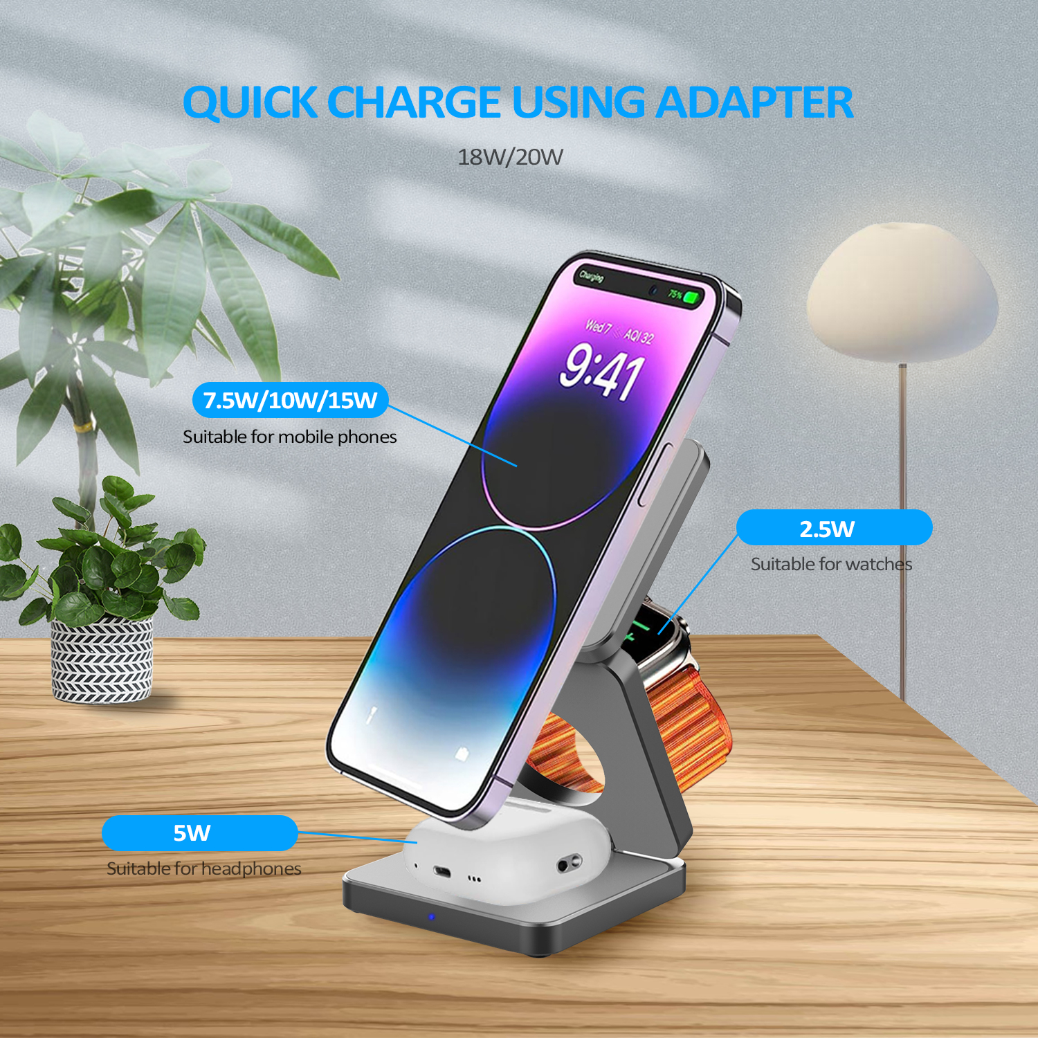 15W 3 in 1 Magnetic Wireless C - Wireless Charger 3 In 1 recension och pris