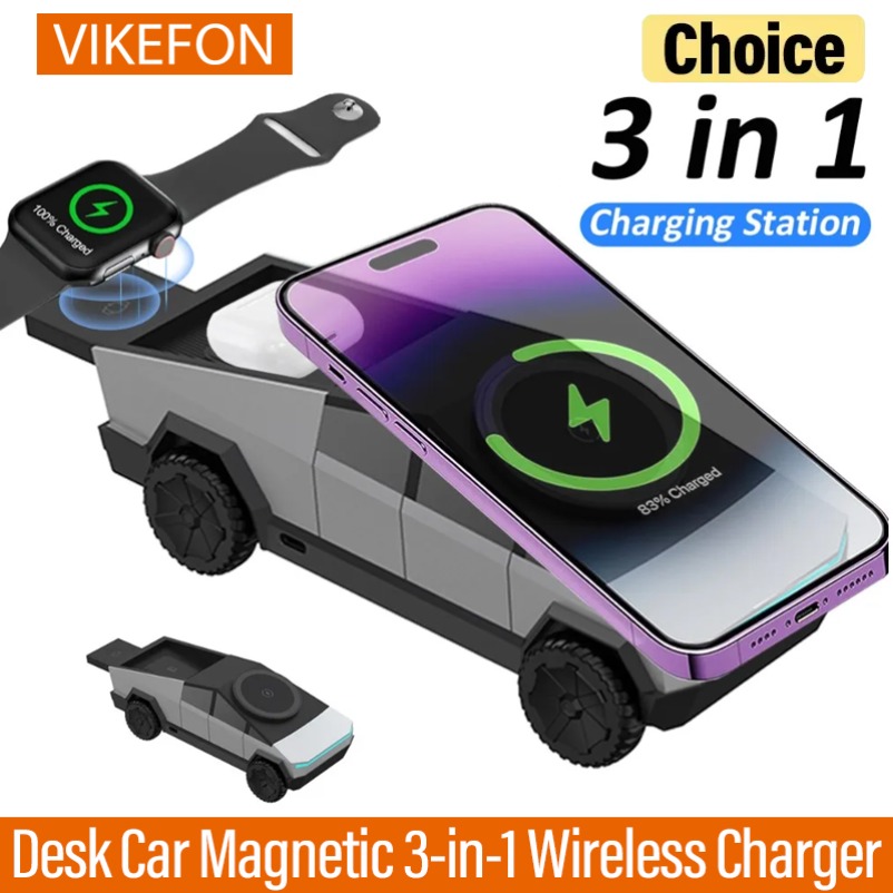 VIKEFON Desk Car Magnetic 3-in - Wireless Charger 3 In 1 recension och pris