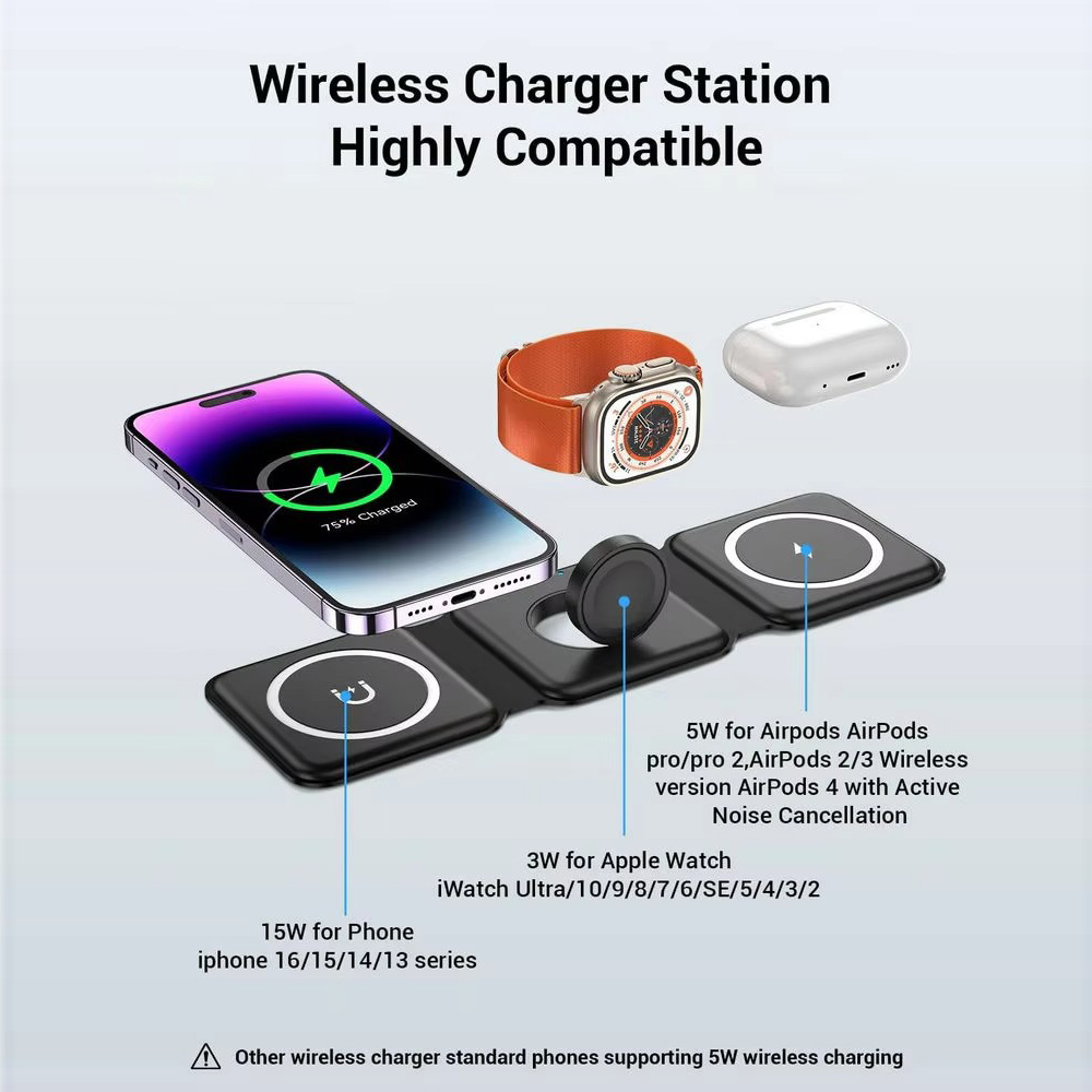 3-in-1 Magnetic Folding Wirele - Wireless Charger 3 In 1 recension och pris