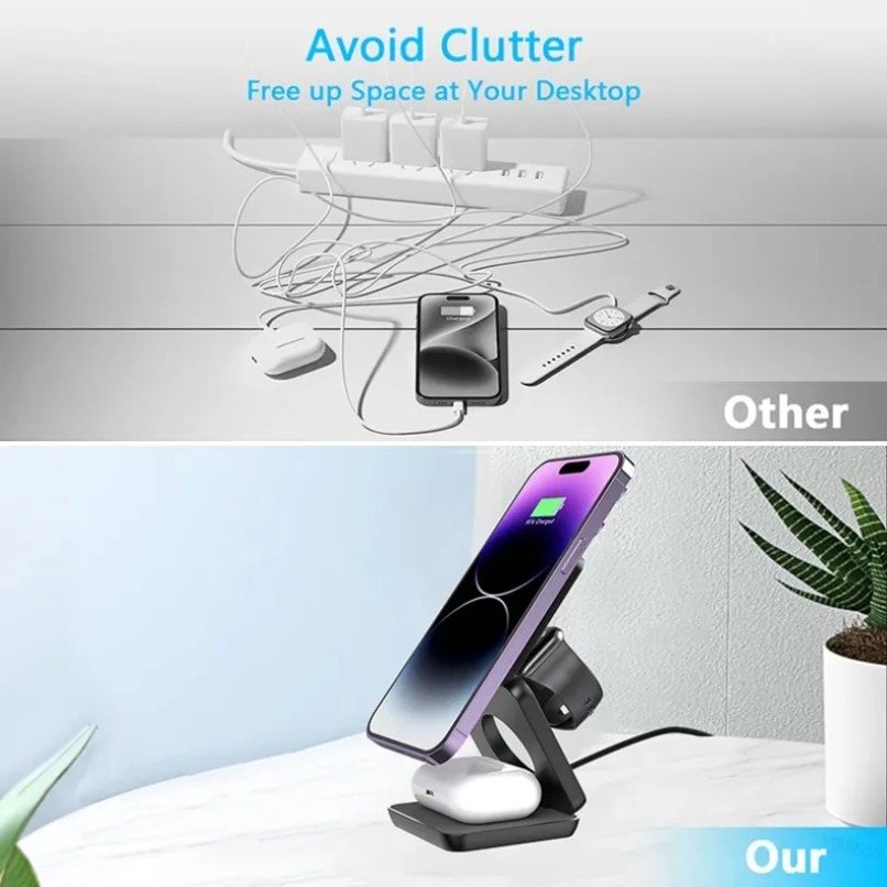 3 in 1 Foldable Magnetic Wirel - Wireless Charger 3 In 1 recension och pris