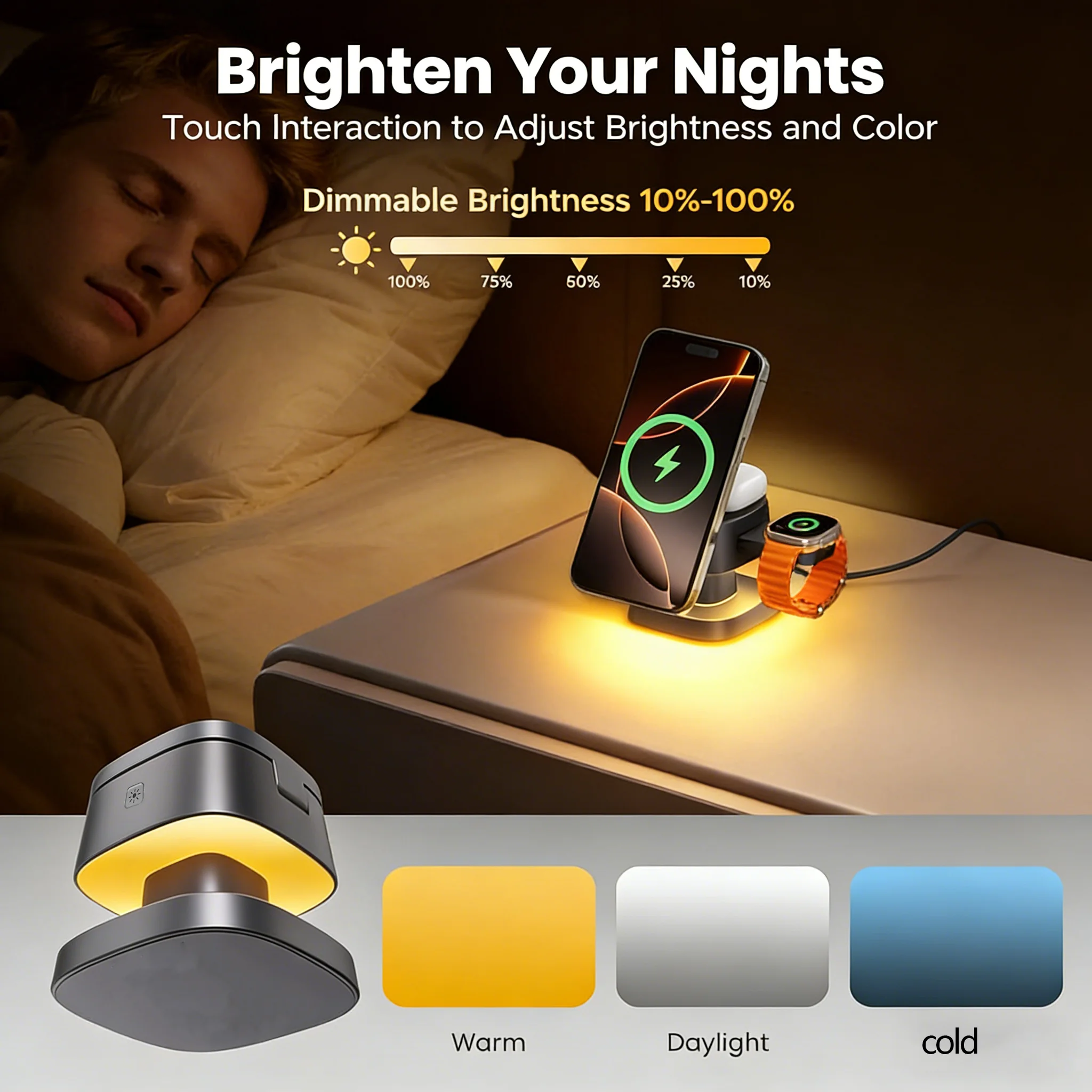 TIMESS Night Light Mashroom Wi - Wireless Charger 3 In 1 recension och pris